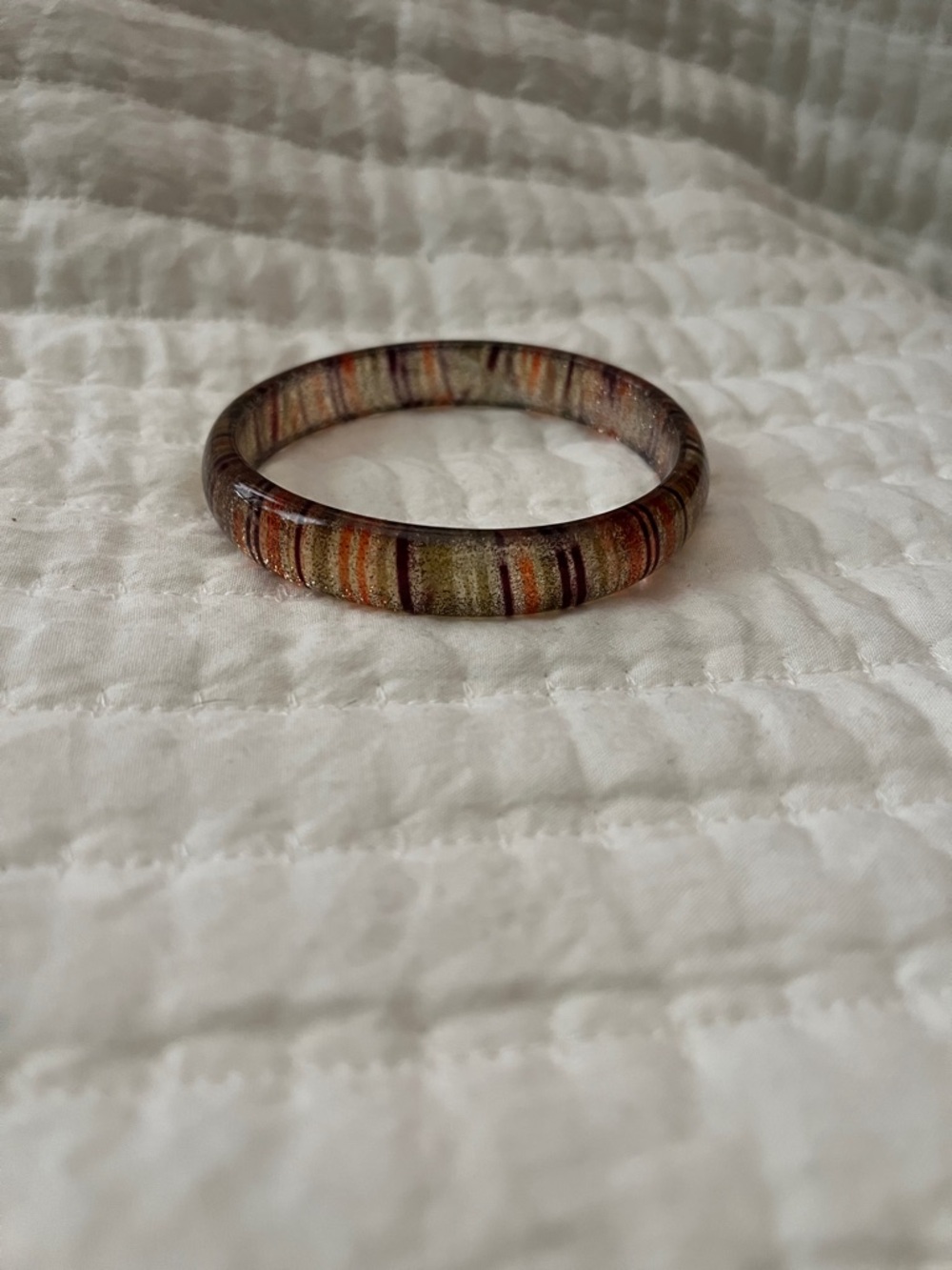 Striped Multicolor Resin Bangle Bracelet